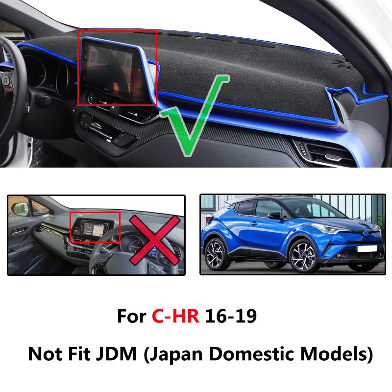 Xukey тире коврик приборной панели крышки Dashmat козырек от солнца приборная панель ковровые покрытия для Toyota CHR C-HR RHD голубое обрамление