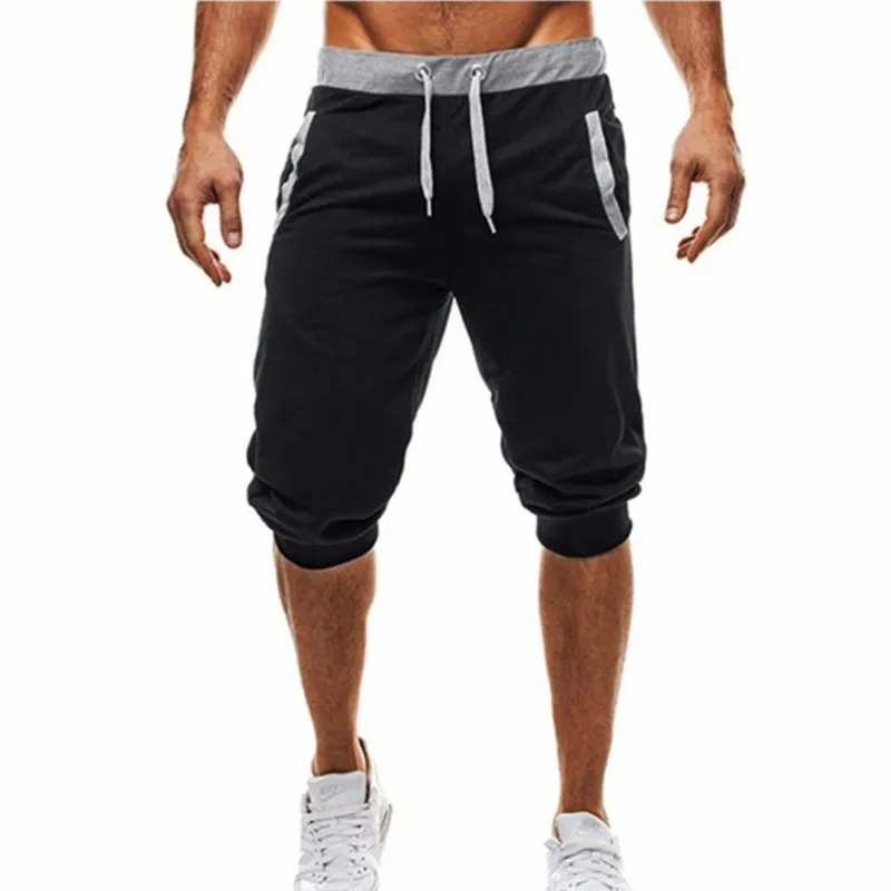 

2019 New Fashion Summer Leisure Men Knee Length Shorts Color Patchwork Bodybuilding Joggers Short Sweatpants Man Bermuda Shorts