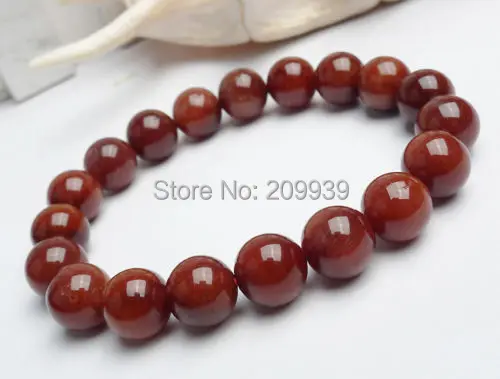 

huij 00869 Genuine Natural Red Hair Needles Rutilated Quartz Crystal Beads Bracelet 10 mm