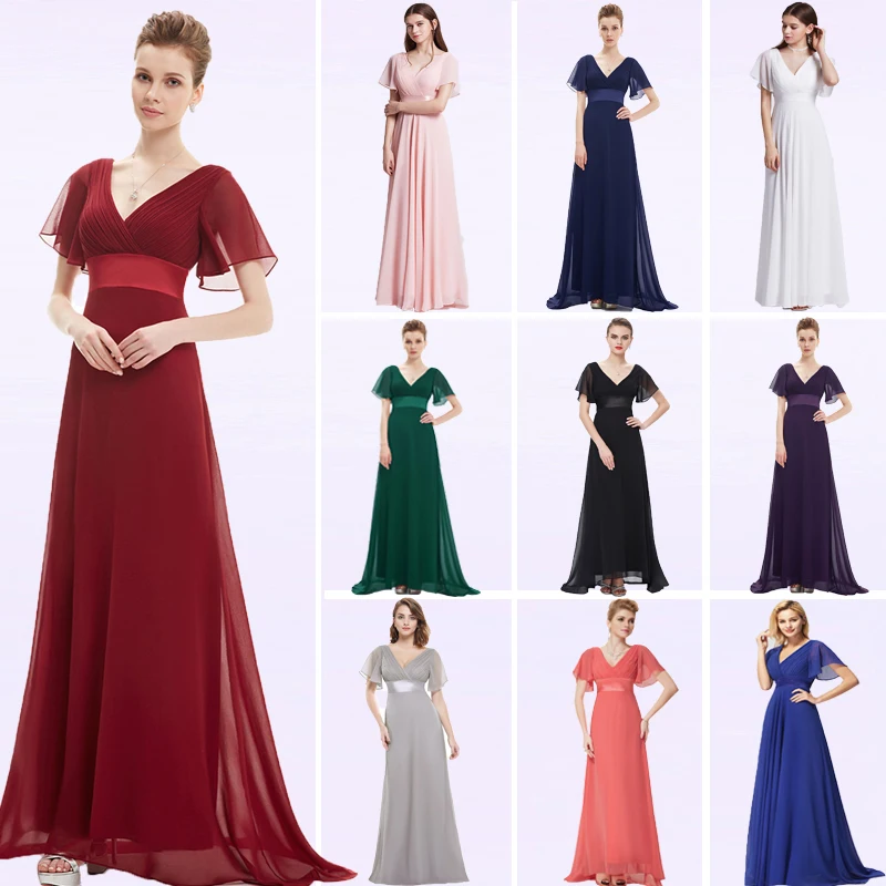 US $31.19 Women Evening Dress Ever Pretty Ep09890 Elegant A Line V Neck Chiffon Pleated Long Formal Party Gown Special Occasion Dresses