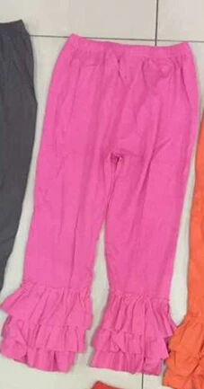 Оранжевые штаны с оборками леггинсы с тройной оборкой для девочек детские штаны с тремя оборками детские брюки с оборками
