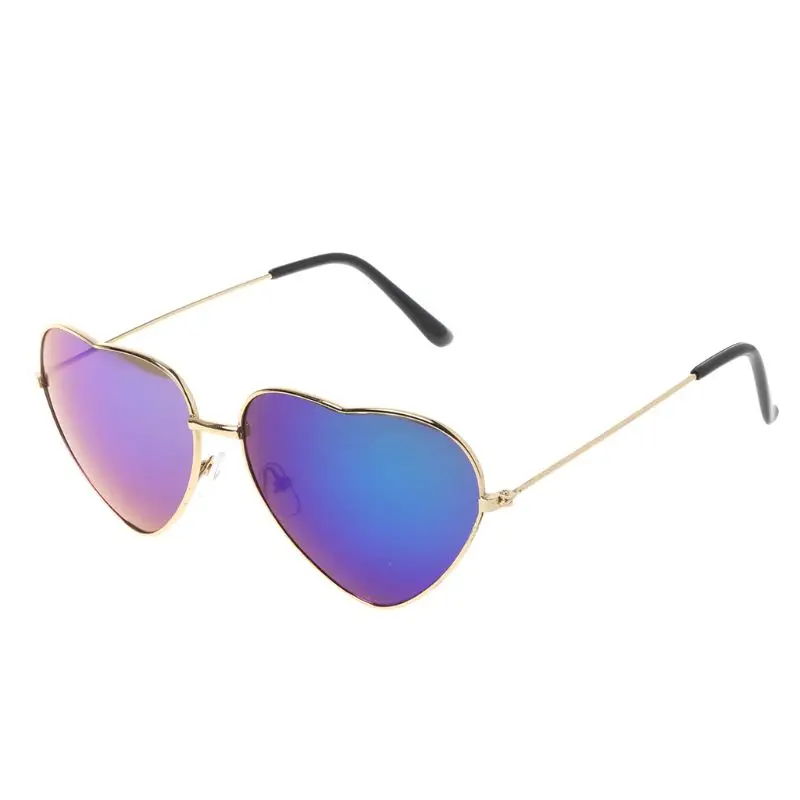 Reflective Sunglasses Outdoor Men Women Heart Shaped Metal Frame Lens Fashion
