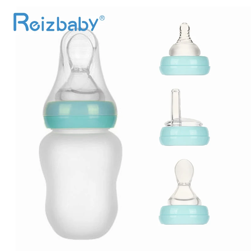 REIZBABY 3-in-1 Multi-function Baby бутылочка для кормления соски соломенная Ложка силиконовая Мягкая бутылочка для тела небьющаяся Детская Бутылочка для