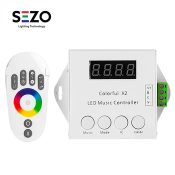 

Music X2 Controller for WS2812B/WS2811/WS2813/USC1903 LED Strip Tape Light Modules Max 1000pixels with RF Touch Remote DC5V-24V