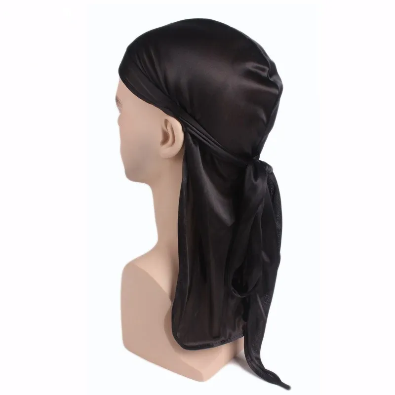 Unisex Men Women Satin Breathable Bandana Hat Silky Durag do doo du rag long tail headwrap - Image 4