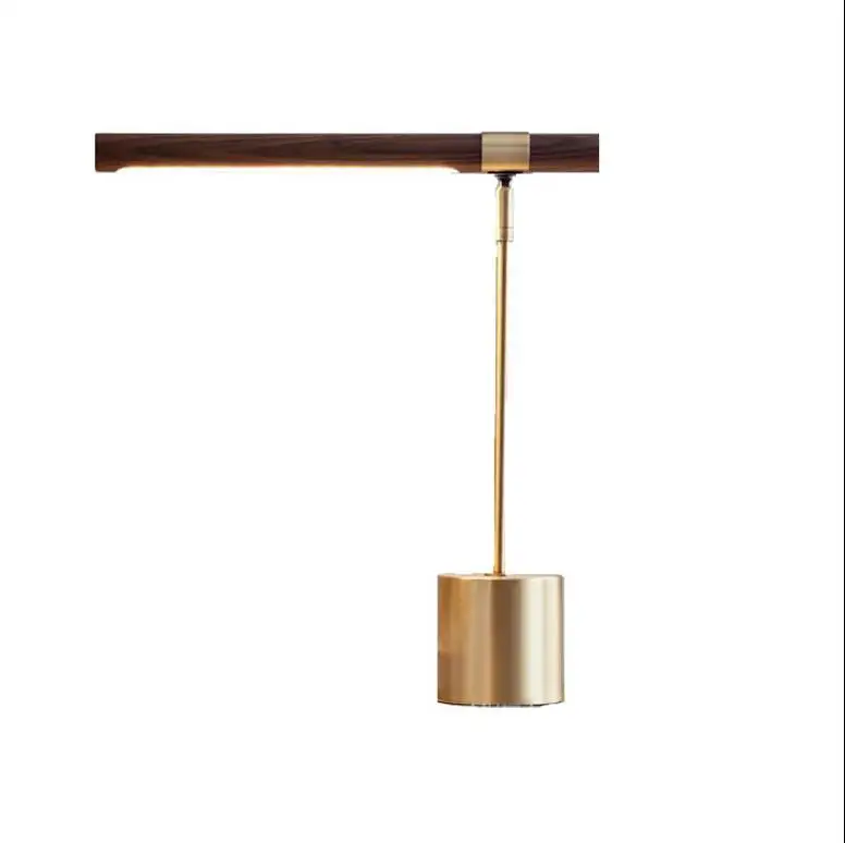 

High Quality Modern Wood Table Lamp Desk Study Lighting Bedside Lamp Working Light Copper