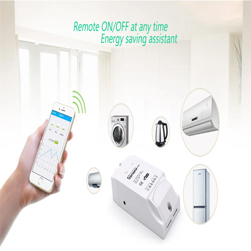 

Smart wifi Switch Controller Sonoff TH 10A with Temperature sensor Monitoring Featur home automation D.5
