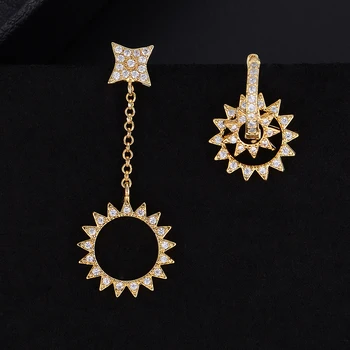 

missvikki Chic Design Round Pendant Asymmetry Earrings for Women Girl Anniversary New Design Fashion Jewelry Ladies Accessories