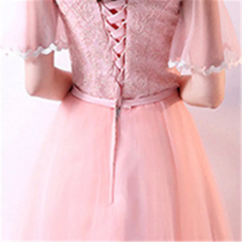 Это YiiYa роскошное розовое коктейльное платье с v-образным вырезом и коротким рукавом, цветочным принтом, кружевами, вышивкой, длиной до середины икры, вечерние платья MX065