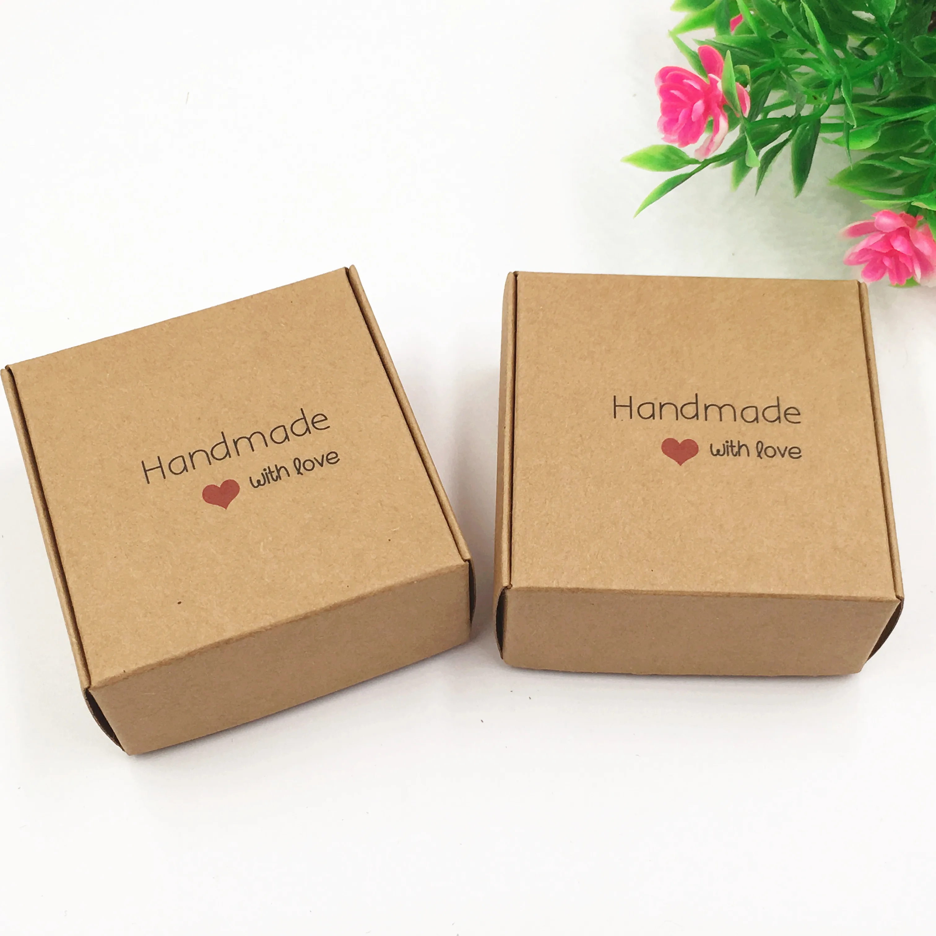 

50Pcs/lot 65*65*30mm thank you Kraft Package Paper Box Cute Small Handmade Soap\Jewelry\Candy\Toy Gift Storage Box