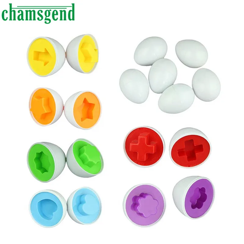 Chamsgend Top Quality 6eggs Learning Education toys Mixed Wise Pretend Puzzle Smart Eggs Baby Kid Kitchen