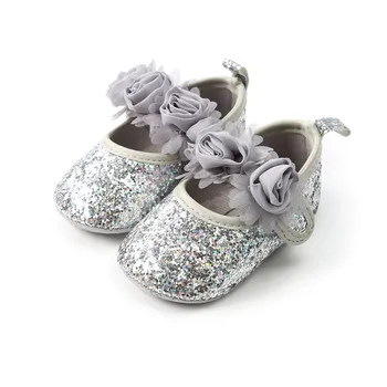 

Silver Bling Bling Sequin Baby Moccasins Newborn Shoes Girl First Walkers Shoes 0~18 Months Soft Sole Non-slip Baby Shoes.CX127C