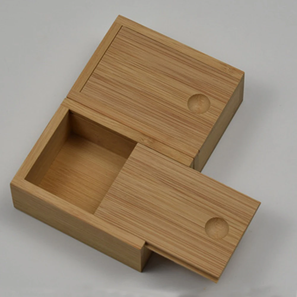 

Desktop Organizer Dustproof Living Room Home Practical Pulling Lid Case Natural Storage Box Bedroom Office Decorative Bamboo
