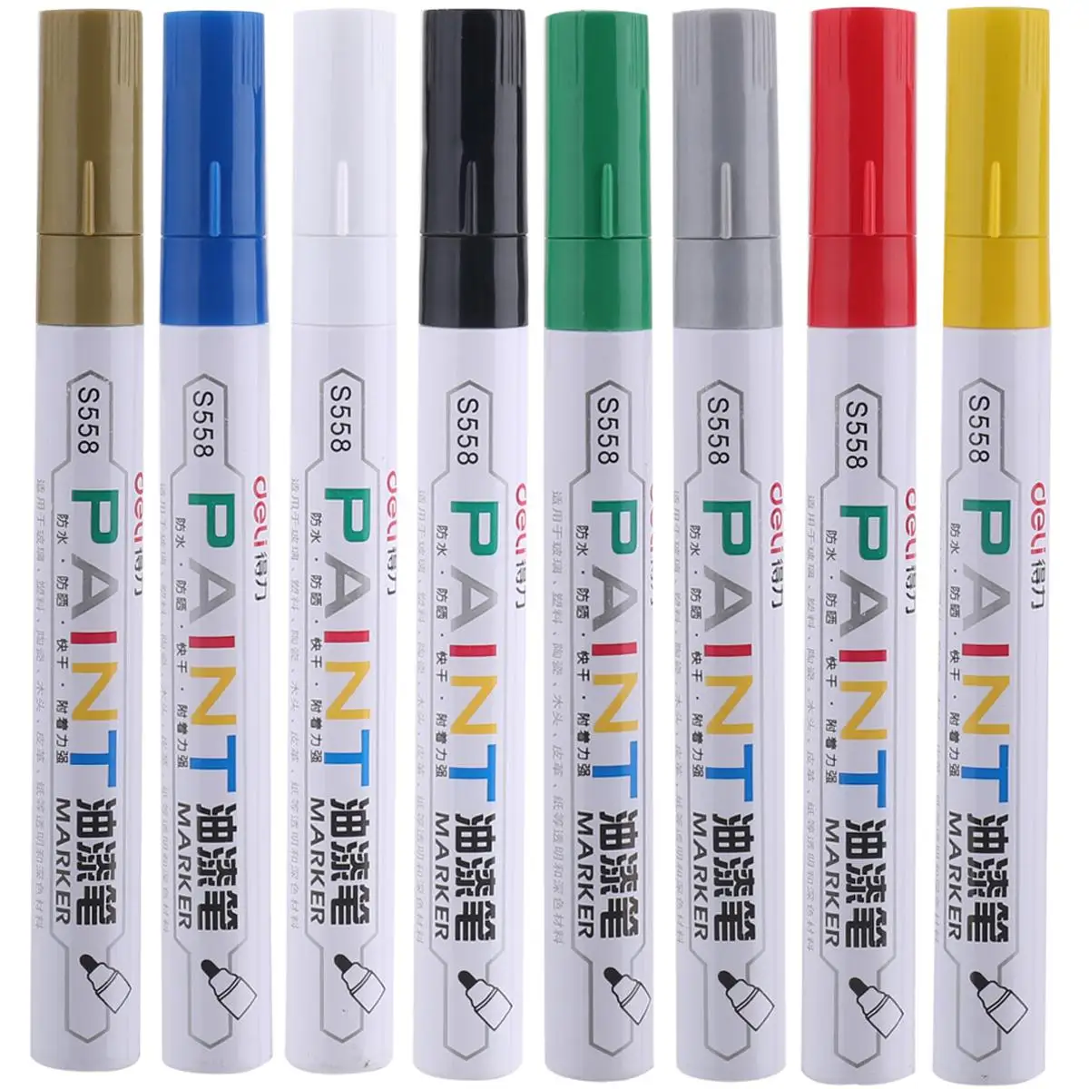 

Deli 1 pcs Permanent Marker White Oil-Ink Mark Pens Stationery school & office supplies cd mark marker wood marker pen rock
