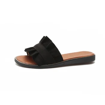 

Women Open Toe Anti-Skid Flat Slipper with Ruffles Band for Outdoor Indoor MSJ99