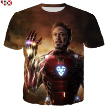 Новая мужская футболка Мститель эндгейм Железный человек 3D принт футболка Мужская/женская футболка Летняя хип хоп Уличная Топы X36
