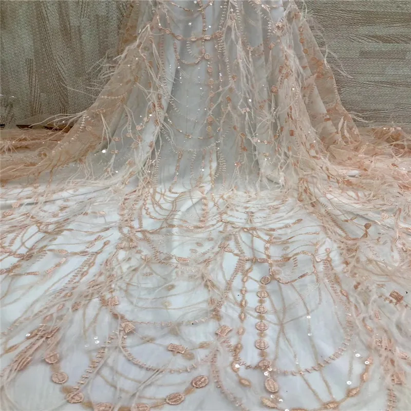 

African Lace Fabrics 2019 New High-ending Nigerian Laces Fabric For Women 5yards Hot Selling French Mesh Lace FabricHX1573-1