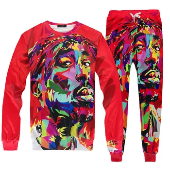 

2018 Hot Two Piece Set Men And Women Casual Tracksuits 3D Printing Hip hop Rapper Fashion Hoodies Hooded+Pants Sweatshirt