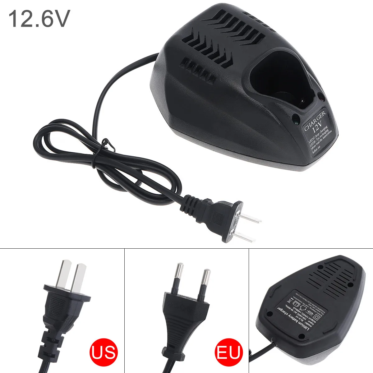 

12V Large Mouse-type Lithium Battery Electric Drill Charger Power Adapter Support 100-240V Power Source for Electric Screwdriver