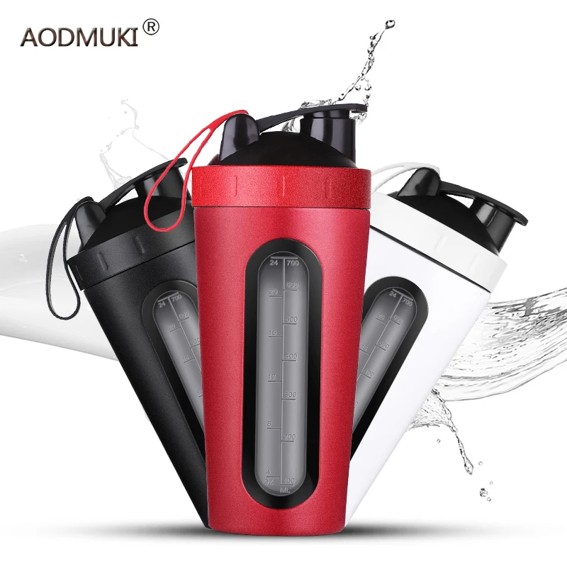 

700m/28OZ Stainless Steel Shaker Bottle with Whisk Ball Whey Protein Water Bottle Leakproof Gym Mixer Sports Shaker with Win