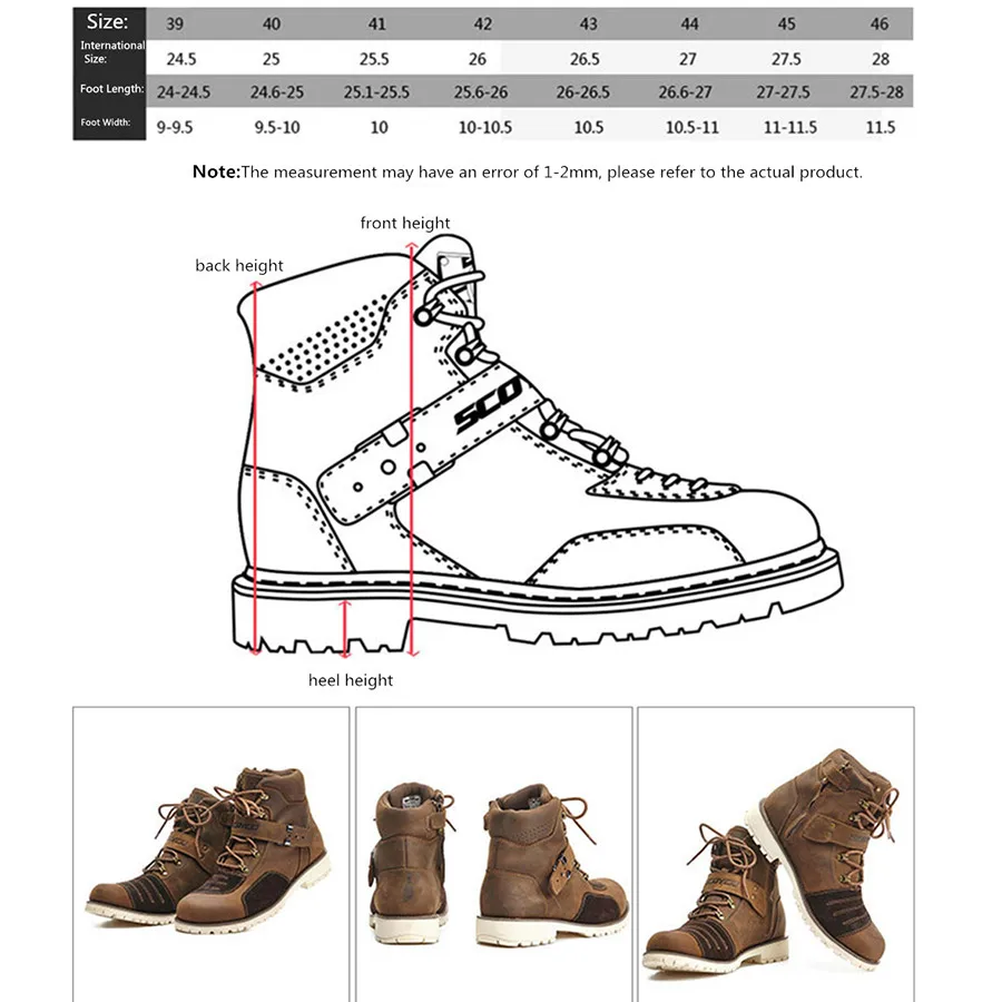 SCOYCO/ботинки в байкерском стиле; ботинки для верховой езды; ботинки средней высоты с усиленной противоскользящей защитой; уличная Байкерская обувь из натуральной кожи; MBT006