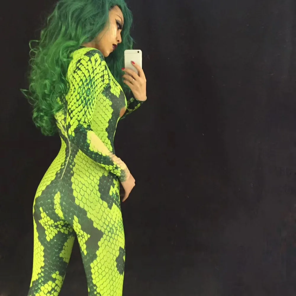 

Green Snake Jumpsuit Halloween 3D cosplay Costume women sexy Nightclub Party
