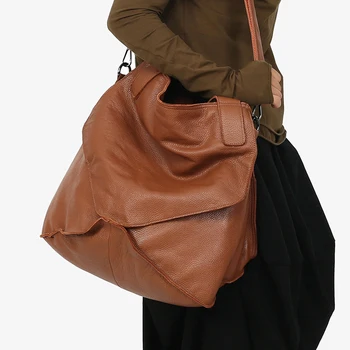 

Large Size Top Cow Leather Lady Bucket Bag Genuine Leather Shoulder Bag for Women