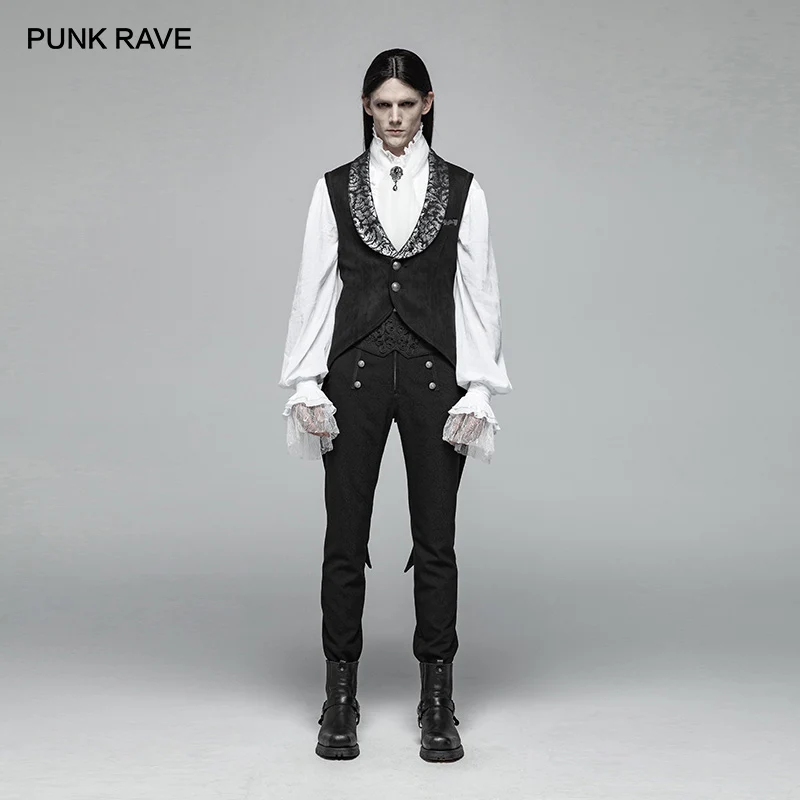 PUNK RAVE Men's Gothic Swallow Tail Retro Vest Fashion Steampunk Vintage Waistcoat Stage Perform Jacket Vests Men Visual Kei PUNK RAVE Men's Gothic Swallow Tail Retro Vest Fashion Steampunk Vintage Waistcoat Stage Perform Jacket Vests Men Visual Kei