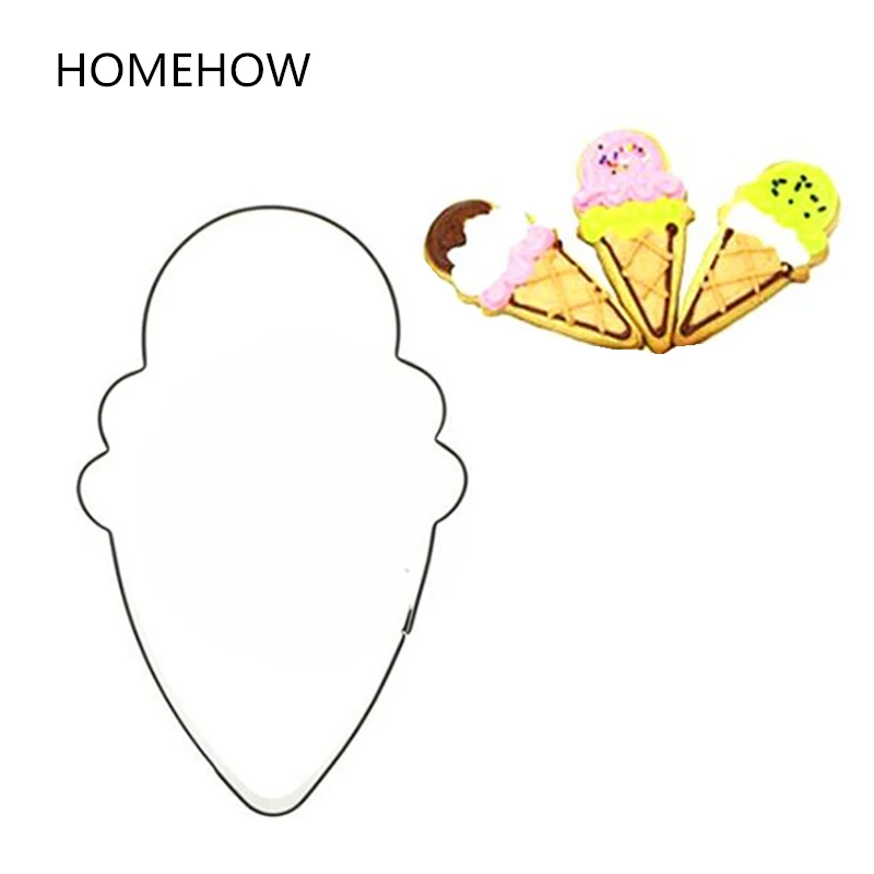 

Homehow 1PC/Lot Summer Ice Cream Cookie Cutter 10*6.3cm Stainless Steel Popular Ice Cream Cone Shape Cookie Cutting Mold