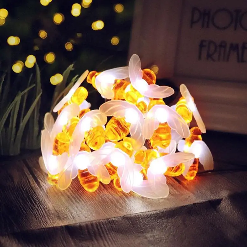 Abeja Linda Guirlande Lumineuse Solar 30 Luces LED Decoracion 6,33 M Flash de hadas Guirlande luz para Navidad