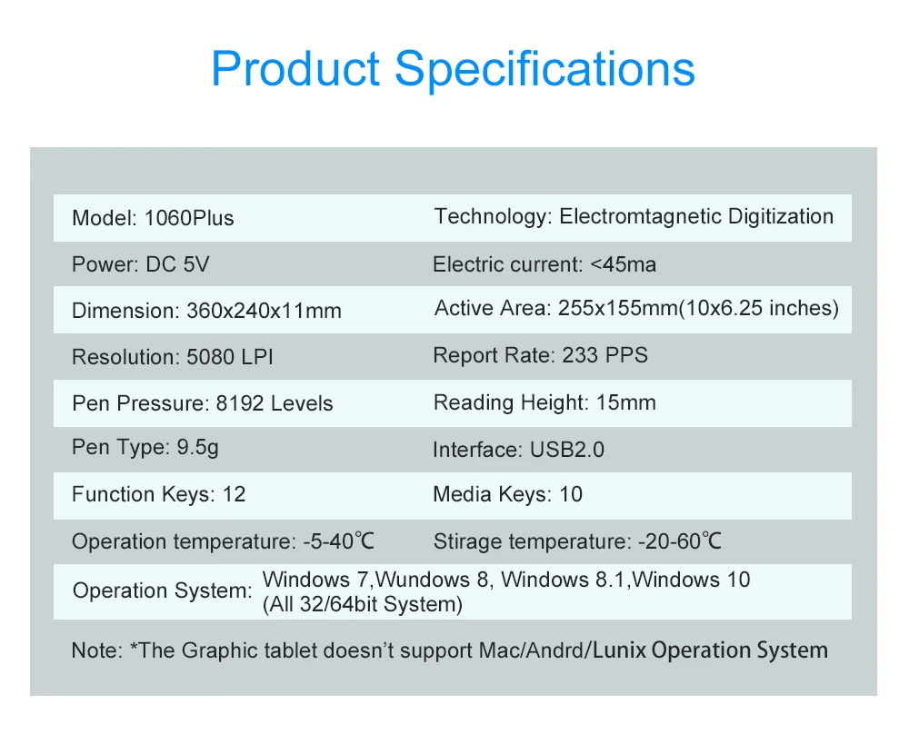 Профессиональный планшет для рисования 10*6 дюймов графический планшет 8192 уровней ручка давления цифровые планшеты для рисования планшет без необходимости зарядки ручка