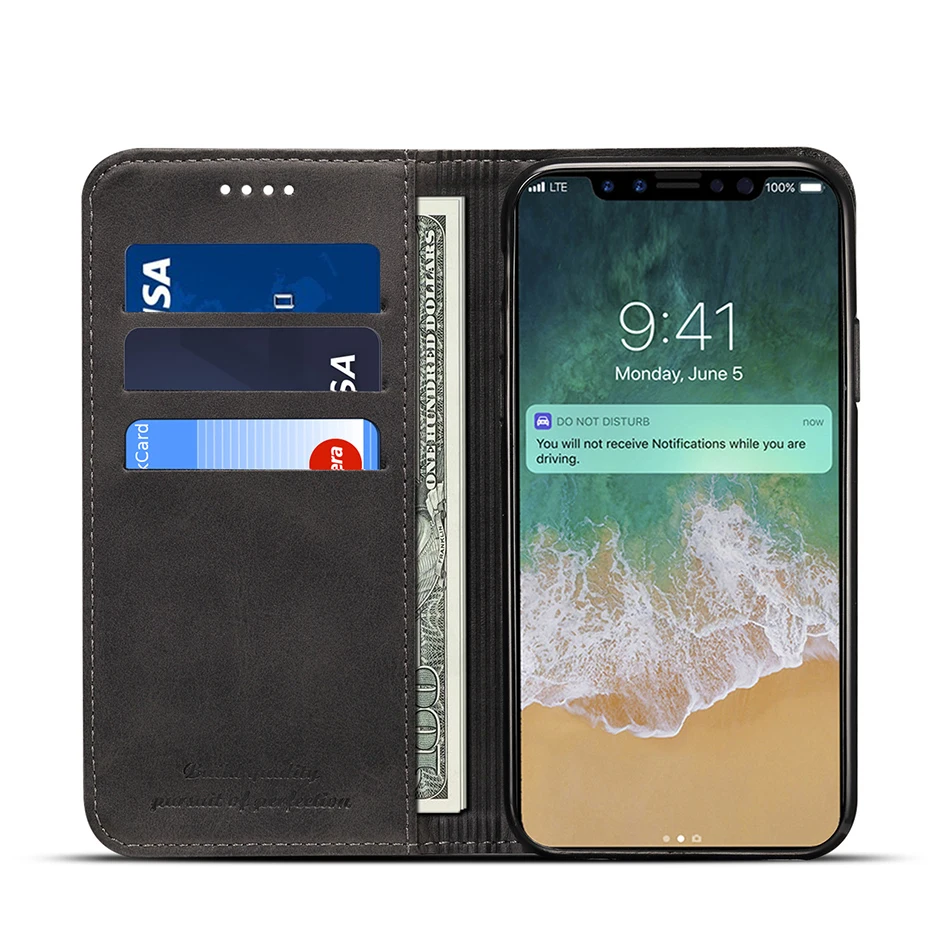 !ACCEZZ Luxury Leather Phone Case Card Pocket Full Protective Cover For iphone X XS MAX XR Wallet Flip Cases Shell Stand Holder (9)