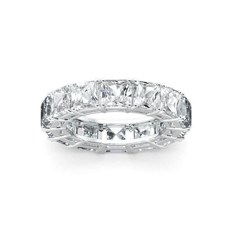 QYI обручальное кольцо женские микро Pave 8 Ct 5A циркон кольцо из стерлингового серебра 925 Юбилей обручальные кольца принимает Частный заказ