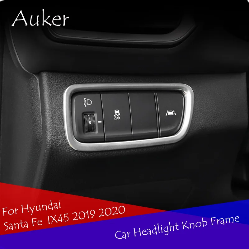 

Car Head Lamp Light Switch Headlight Adjustment Knob Panel Control Protective Trim Car Styling For Hyundai Santa Fe IX45 2019