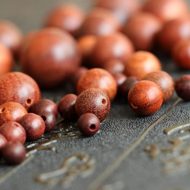 

50pcs Natural Ball Round Sandalwood Wood Spacer Beads Jewelry Red Color Lead Free For DIY Making Accessories