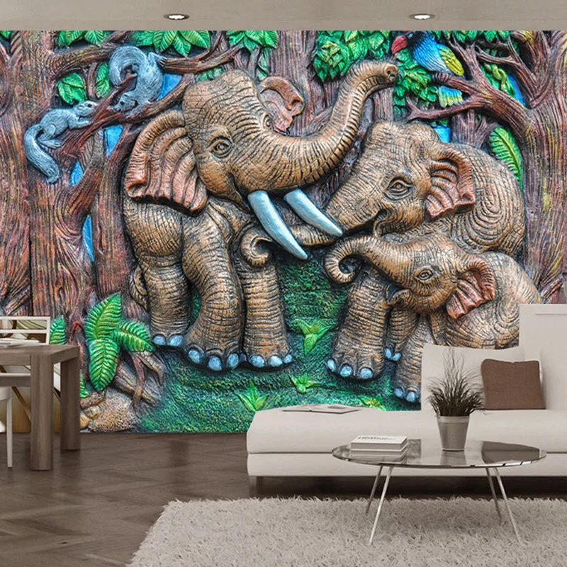Individuelle Anpassung 3d Tapete Stereo Relief Wald Tier Elefanten Foto Wandbild Kinderzimmer Moderne Kreative 3d Tapete 3d Wallpaper Custom 3d Wallpaperphoto Murals Aliexpress