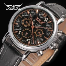 Классические 6 Hands 24 часа день недели функция ремешок из натуральной кожи жаргар мужские часы роскошные часы в подарочной коробке/JAG6348M3S1