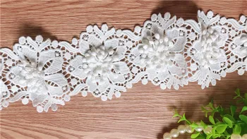 

OFF White Venise Fabric Lace Trim with 3D Floral Stamen 10YARD,DIY Supplies Craft For Fabric Edging Trimmings Costume Decoration