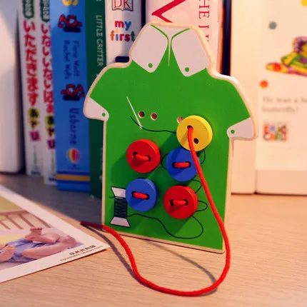 Мини обучающая деревянная игрушка для малышей, доска СО ШНУРАМИ для раннего обучения