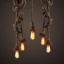 Lámpara con cuerda de cáñamo Retro Vintage luces colgantes AC90-265V E27 lámpara colgante para loft Edison bombilla Metal decoración industrial lámpara Led moderna