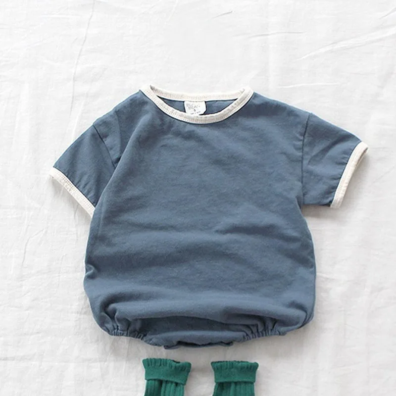 MILANCEL/Летняя одежда для маленьких девочек; наряд для мальчиков на первый День рождения; Стильные Комбинезоны для маленьких мальчиков; короткая детская одежда из чистого хлопка - Цвет: Синий