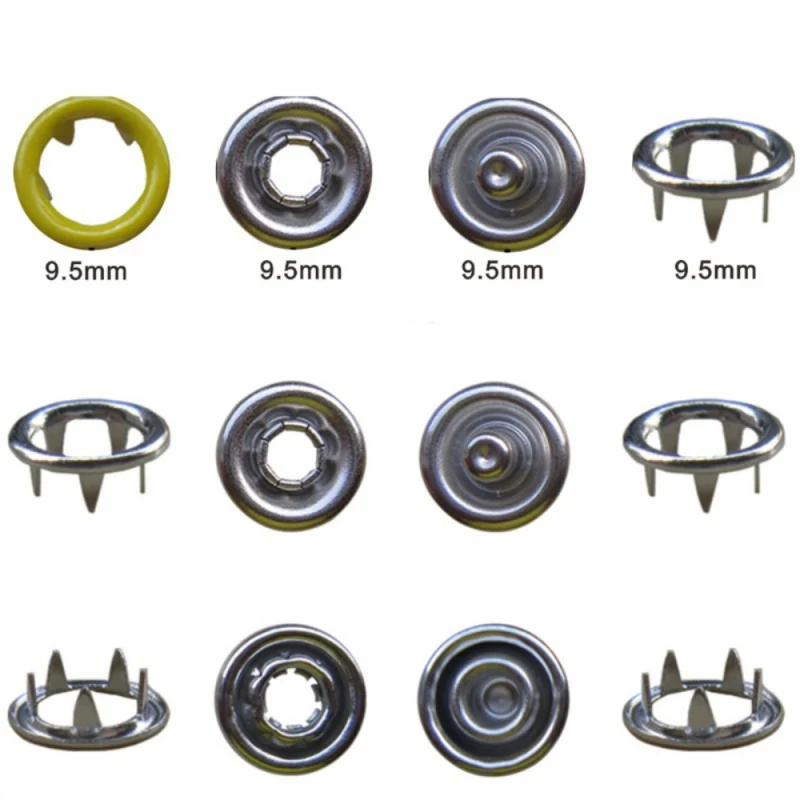 Metal Sewing Buttons Prong Ring Press Studs Snap Fasteners + Clip
