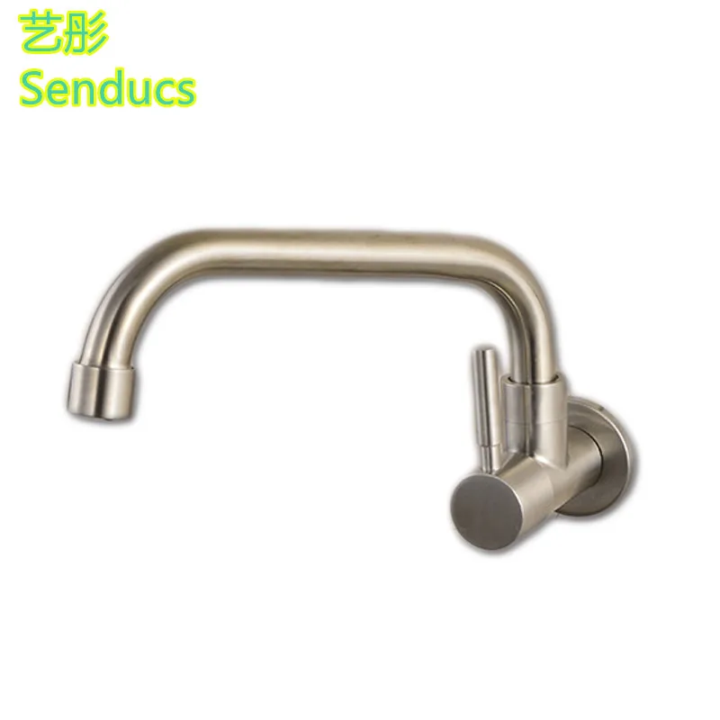 Free shipping inwall mounted senducs kitchen mixer tap of single cold kitchen sink tap with 304