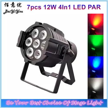 

8pcs/Lot Good Quality Mini Stage Wash Light 7pcs*12W RGBW 4In1 LED Indoor Aluminum Black Case Mini Par Can Light 7X12W