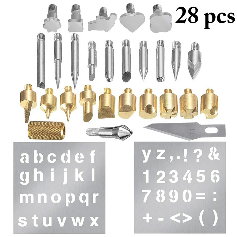 Burning wood tip, 28pcs woodcut burning engraving iron tip tool pyrography5