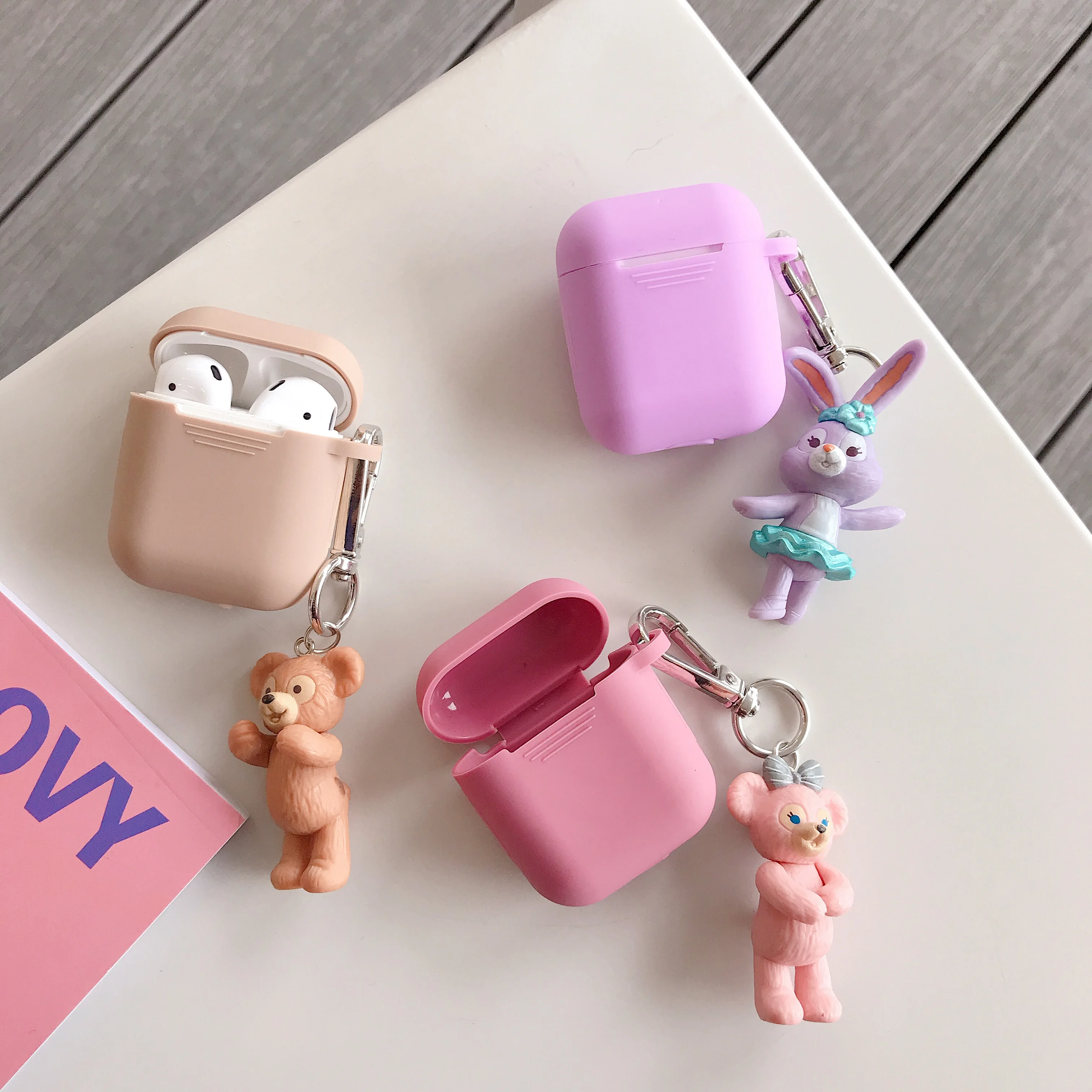 

Cute Duffy ShellieMay Stellalou Doll Wireless Bluetooth Earphone Cartoon Case For Apple AirPods 2 1 Silicone Charging