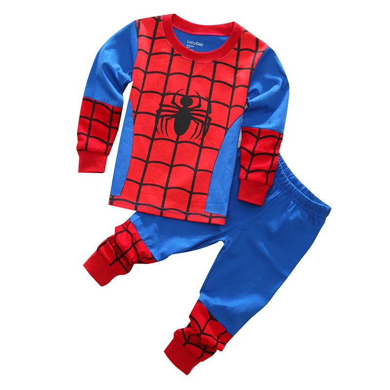 Marvel/пижамы для мальчиков с человеком-пауком; хлопковые детские пижамы с героями мультфильмов; одежда для сна; Пижамный комплект для маленьких детей; комплект одежды для маленьких мальчиков с Бэтменом