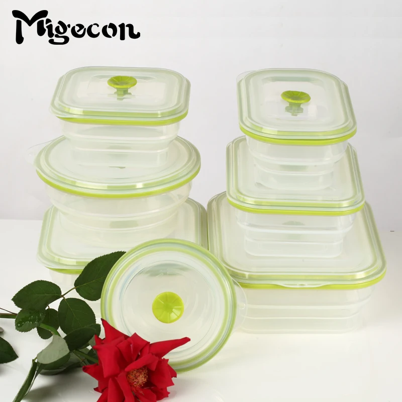 Migecon Silicone Collapsible Lunch Bowl Folding Food Storage Bento Outdoor Portable Container Microwave Tableware sets&amp1PC | Дом и сад
