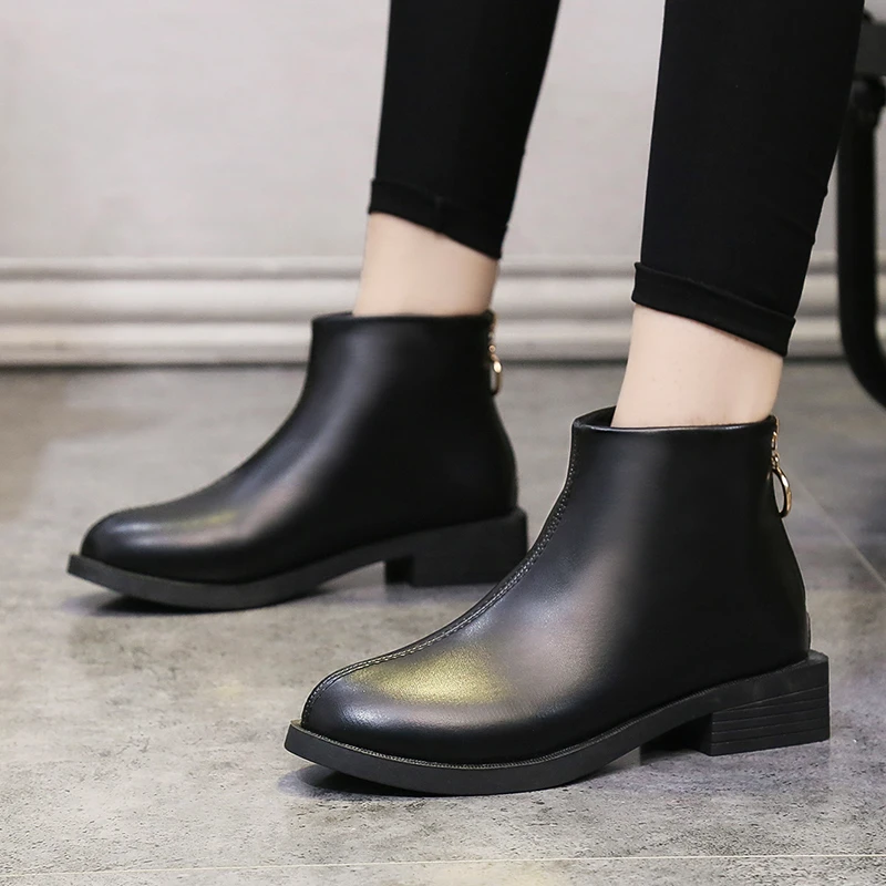 

Luxury Shoes Women Designers Black Woman Boots Fashionable PU Leather Winter Boots for Female Rubber Sole Comfortable Boots
