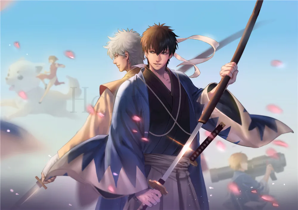 Gintama плакаты мультфильм наклейки на стену с белым покрытием бумага печатает Высокое разрешение гостиная спальня бар украшения дома искусство бренд - Цвет: Красный